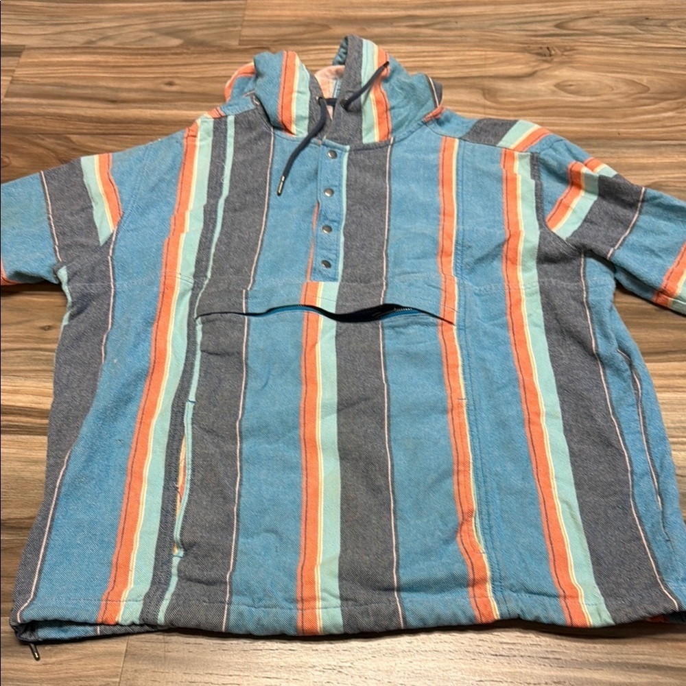 No Boundaries hoodie Mens L  Baja stripe pockets Surfer Y2K Drug Rug Skater